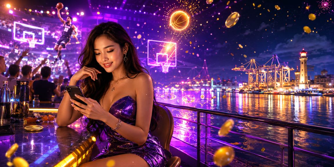 Ảnh một cầu thủ bóng rổ tại Vũng Tàu với ánh đèn neon ấn tượng